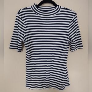 Drapey-rib mock neck top